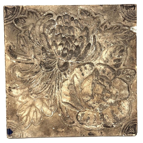 Italian Stoneware Floral Wall Tile, Handpainted Flower Tile, Ceramic Tile Art - Picture 5 of 5